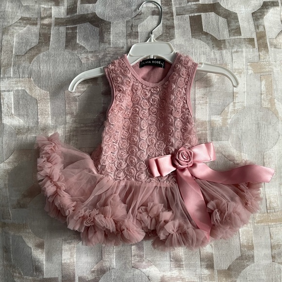 💜SOLD💜Olivia Rose DUSTY PINK ROSETTE PETTIDRESS - Picture 3 of 7